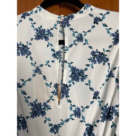 VERO MODA Puff Sleeve Midi Ruffle High Neck Tea Dress Floral in White Small NWT - Picture 8 of 11